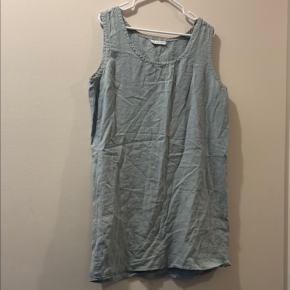 Bryn Walker gray/blue Tank linen dress -Minimalist Design- L/XL